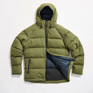 Customized Men's Winter <b>Puffer</b> <b>Jacket</b> Best <b>Cheap</b> Windproof Stand Collar Hooded with Front Canvas Logo Shiny All Colors Available - Product Image 2