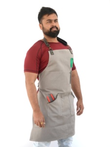 High Quality Custom Unisex Comfortable Leather Strap Washed Cotton Canvas Tool <b>Work</b> Kitchen Cooking Baking Chef <b>Aprons</b> - Product Image 5