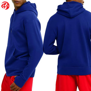In Blue Color Long Sleeve Pullover Cotton <b>Fleece</b> Hoodies With Pocket Your Own Logo Design <b>Men</b> Wear Hoodies - Product Image 6