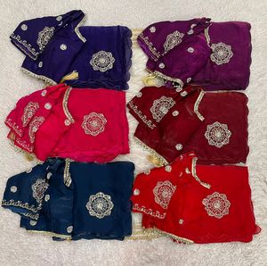 Sari de Seda Satinado Étnico de Diseñador Indio, Último Modelo Bollywood, Exclusivo para Fiestas, Bodas, Festivales, Ropa de Novia para Mujer - Product Image 1