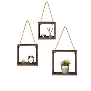 Estantes flotantes cuadrados colgantes, estante de exhibición de cubo montado en la pared, cajas de sombra rústicas, decoración decorativa para el hogar y la Oficina para la sala de estar - Product Image 1