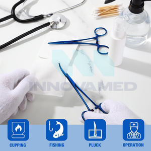 Alicates curvos rectos de acero inoxidable azul de buen proveedor Instrumentos quirúrgicos manuales reutilizables con soporte en línea - Product Image 5