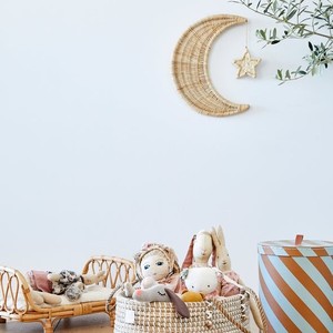 Pegatinas de pared de mimbre de luna creciente y estrella para decoración del hogar, adhesivo colgante encantador para dormitorio - Product Image 4