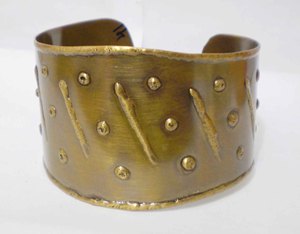 Antique Handcrafted Hammered <b>Copper</b> Cuff Bangle With Raised Design For <b>Men</b> Women Arthritis Health Relief Vintage Metal Crafts - Product Image 1