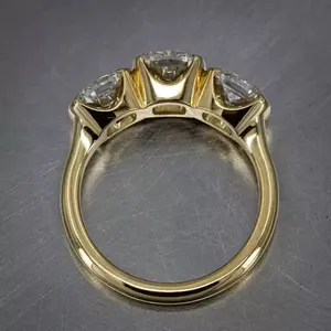 Anillo de Compromiso de Plata de Ley 925 con Diamante Tishya, Moissanita de Corte Cojín de 3 Quilates, Chapado en Oro, Estilo Clásico para Boda - Product Image 2