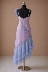 Robe de cocktail en organza avec applique florale haut de gamme, broderie à la main de perles et de paillettes, robe élégante pour femme pour les occasions de fête - Product Image 3