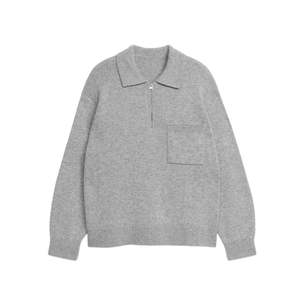 Suéter de punto con media cremallera antiarrugas hecho a máquina de nuevo estilo para hombre, básico, informal, con logotipo frontal, forro polar, Color sólido, Otoño, alta calidad - Product Image 5