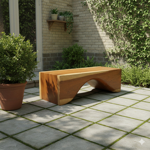 Banco de Madera Maciza de Suar Monkey Pod, Hecho de una Sola Pieza, Diseño Curvo Único en el Centro, Mueble Ecológico para Sala de Estar - Product Image 3