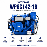 Moteur diesel marin Weichai WP6C142-18 105 kW 1800 tr/min 6 cylindres 4 temps, moteur de bateau à couple élevé pour les navires de pêche