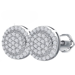 Boucles d'oreilles clous en diamant taille brillant rond, clarté VVS, en argent S925, classiques, en moissanite, plaquées rhodium, pour anniversaire, fiançailles, femme - Product Image 4