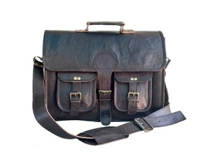Maletín de moda Vintage marrón hecho a mano, bolso de mensajero para hombre, Unisex, grande, de cuero genuino, para ordenador portátil, bolsas de viaje deportivas - Product Image 1