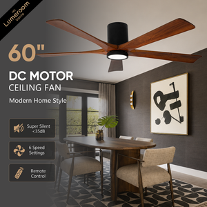 Ventilateur de plafond encastré de 60 pouces avec lumière, ventilateur de plafond moderne à profil bas, moteur DC silencieux, ventilateur à télécommande - Product Image 1