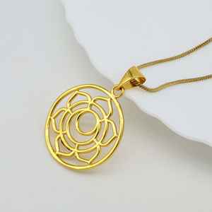 New Fashion Gold Plated Lotus Flower Necklace for Women Spiritual Chakra Pendant Balancing <b>Meditation</b> Spiritual Yoga Pendant - Product Image 3