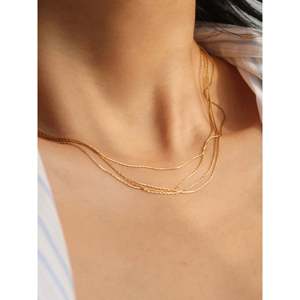 Collana a strati placcata oro, multistrato, anti-ossidazione, sottile, a spina di pesce, a serpente, a catena, alla moda, regalo - Product Image 3