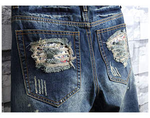 กางเกงยีนส์ขาสั้นทรงตรงสไตล์วินเทจสำหรับผู้ชาย ขาดเซอร์ๆ เอวกลาง ใส่สบาย สไตล์ลำลองสำหรับฤดูร้อน - Product Image 6