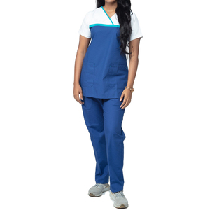 Medical Scrubs Hospital Uniform <b>Set</b> V-Neck Top and Pants for <b>Doctors</b> and Nurses Safety Protective Labour Suit - Product Image 2