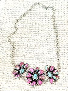 Collier turquoise fait main en barbotine en argent sterling Cadeau unique de bijoux en pierres précieuses pour femmes - Product Image 4
