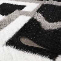 Superbe tapis persan en polyester shaggy, microfibre, fabriqué à la machine, avec lurex, de fabrication turque, de qualité supérieure, adapté aux animaux domestiques, design moderne, pour usage domestique