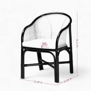 <b>Black</b> Rattan <b>Dining</b> <b>Chairs</b> Indoor Rattan Accent <b>Chairs</b> Comfy Armchairs for Bedroom Living <b>Room</b> - Product Image 5