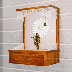 Mandir en bois poli décoratif et écologique pour temple religieux, à suspendre au mur pour décorations religieuses - Product Image 1