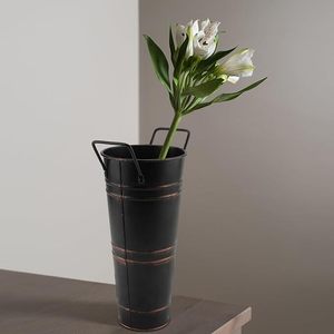 Aluminum Flower Pot Modern Home Decoration <b>Vase</b> Royal Metal Black Coated <b>Vase</b> for Wedding Centerpiece Tableware Flower <b>Vase</b> - Product Image 1