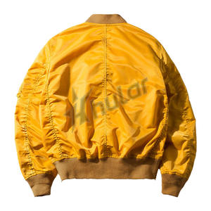 <b>Hot</b> Selling Men's Yellow Bomber Jacket Street Style Casual Fall Winter Warm Fashion Outwear with Stand Collar for Work and <b>Play</b> - Product Image 2