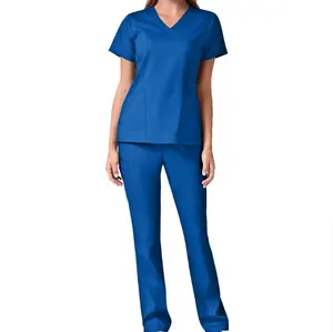 2024 Scrub Suit Spandex Men's Nurse's Medical Uniform V Neck Top Jogging Pants Overalls Medical Uniforms Scrub Sets Women