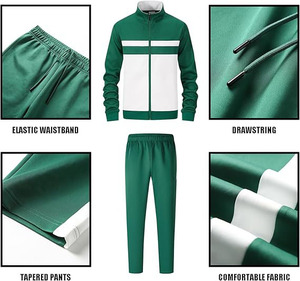 Survêtement de haute qualité pour hommes Streetwear Sweat-shirt à capuche épais délavé au soleil et pantalon baggy évasé - Product Image 3