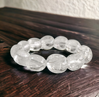 Bracelet de perles roulées en quartz clair pour la guérison - Tendance mode, objet de collection artistique, bijoux en pierres précieuses naturelles