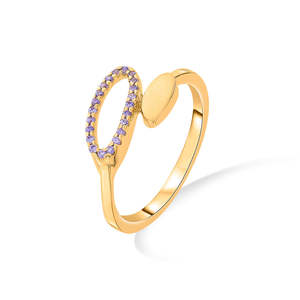 แหวนค็อกเทลสีม่วงเคลือบทอง 18K สไตล์วินเทจ เครื่องประดับแฟชั่นอินเทรนด์ - Product Image 4