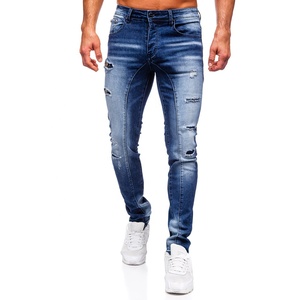 OEM y ODM Hombres Casual Tallas grandes Skiny Washed Jeans Transpirable Impermeable Denim Flat Front Style Personalizable para la temporada de invierno - Product Image 5