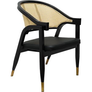 เก้าอี้ไม้หุ้มหนังพนักพิงหวายสไตล์โมเดิร์นสำหรับบ้าน สำนักงาน ห้องนั่งเล่น และร้านอาหาร - Product Image 3