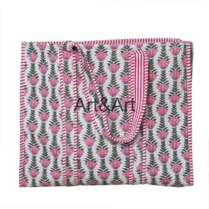 Sac fourre-tout en coton matelassé vintage pour femmes Deux sangles Fermeture ouverte Bandoulière Imprimé en bloc Design tendance Grand - Product Image 6