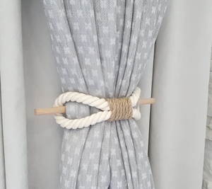 Curtain Tie Backs. White Cotton Rope. Jute Rope. Window Design. Curtain Tie-backs. Nautical Decor - Product Image 2