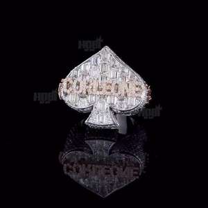 Anillo de cóctel de plata 925 con diseño de corazón, corte baguette, diamante moissanita VVS, engaste pavé, para hombre y mujer, para fiestas. - Product Image 4