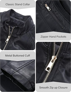 Blouson aviateur en cuir d'agneau véritable pour femme, poches zippées, imperméable, service OEM, traitement brut, design imprimé - Product Image 4