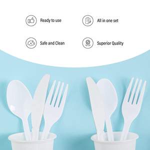 Biodegradable PLA/PP/PS <b>Disposable</b> <b>Plastic</b> Utensils Individually <b>Wrapped</b> BPA Free Eco-Friendly Recyclable Party Use - Product Image 5