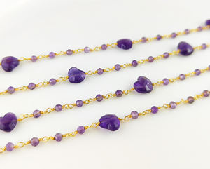 Cadena de Rosario Chapada en Oro de 14K/18K, Cadena de Cuentas de Latón con Forma de Corazón Pequeño Facetado, Accesorios de Joyería de Moda Directamente del Proveedor - Product Image 5