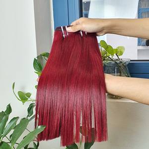 Venta al por mayor de pelo humano virgen vietnamita crudo Borgoña de 14 pulgadas con cierre de encaje HD - Product Image 4