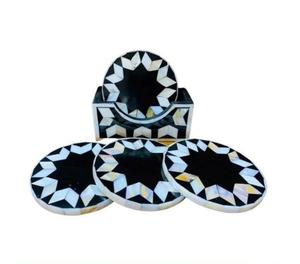 Ensemble de sous-verres en résine avec incrustation de nacre, fabriqués à la main, de luxe, écologiques, forme personnalisée, cadeau de pendaison de crémaillère pour les boissons - Product Image 3