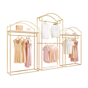 부티크 의류 랙 의류 매장 디스플레이 랙 더블 레이어 행거 매장 선반 의류 디스플레이 랙 쇼케이스 - Product Image 1