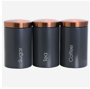 Stylish Sleek Black Galvanized <b>Storage</b> <b>Container</b> Perfect For Pantry Use Office And Home <b>Kitchen</b> Handcrafted From india - Product Image 1