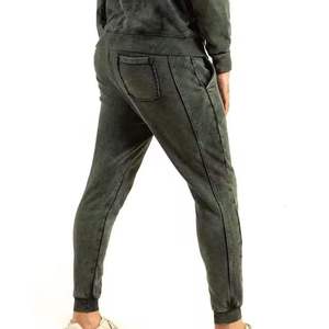 100% algodón de alta calidad lavado ácido acampanado pantalón chándal conjunto al por mayor hombres y mujeres Material duradero lavado ácido - Product Image 5