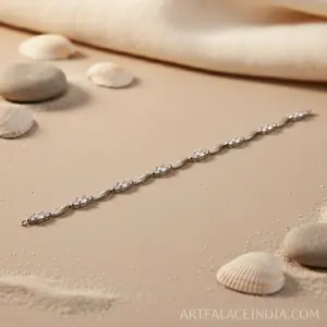 <b>Women's</b> <b>Silver</b> Cubic Zirconia Crystal Bracelet Elegant Party Wear Gift <b>Bangles</b> - Product Image 2