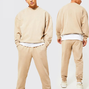 Conjunto Deportivo Personalizado con Logotipo para Hombre, 100% Algodón, Sudadera Lisa con Cuello Redondo, Pantalones Deportivos Gruesos, Unisex - Product Image 1