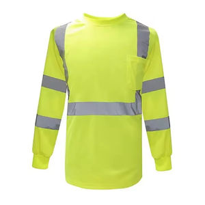 Chemise de travail haute visibilité réfléchissante à manches longues pour hommes 100% Polyester Séchage rapide Logo personnalisé T-shirts de sécurité - Product Image 2
