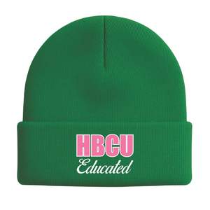 Gorro de Punto Verde con Bordado de Chenilla, Estilo HBCU, para Hermandad Griega Divine Nine, Personalizado - Product Image 2