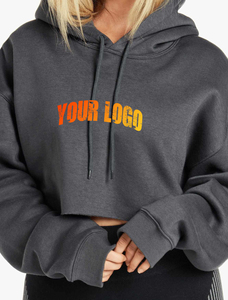 High Quality Custom Printed logo <b>Crop</b> <b>Top</b> Lightweight women's hoodies Streetwear Cropped Breathable Hoodie for Women - Product Image 5