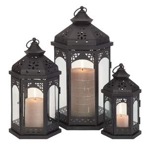 Juego de candelabros de estilo clásico contemporáneo, Set de faroles recubiertos de polvo negro a precio más barato en la India, regalos y decoración - Product Image 4