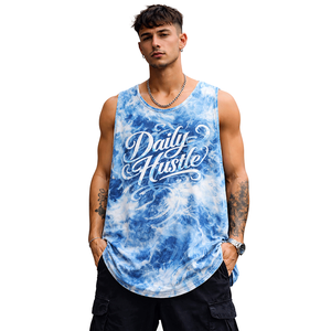 Camiseta sin Mangas para Hombre, Azul Sólido, Spandex/Poliéster, Estilo Urbano Moderno, Transpirable, de Secado Rápido, para Uso Diario - Product Image 1